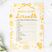 Geel Gingham Honing Bij Bruids Woordzoekspel Kaart
