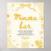 Geel Gingham Honing Bij Mimosa Bar Bord Poster (Voorkant)
