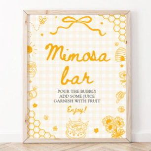 Geel Gingham Honing Bij Mimosa Bar Bord Poster
