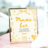 Geel Gingham Honing Bij Mimosa Bar Bord Poster