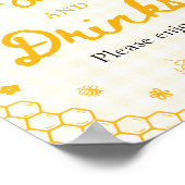 Geel Gingham Honing Bij Voedsel en Dranken Bord Poster (Hoek)
