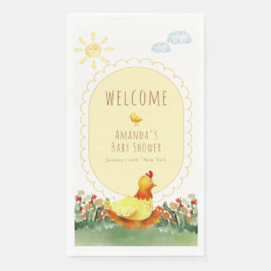 Geel Gingham Kip Baby Shower Welkom  Servet