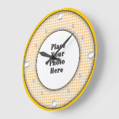 Geel Gingham Lijst Uw Fotowandklok Grote Klok (Hoek)
