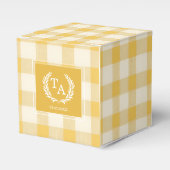 Geel Gingham Monogram Crest Bedankdoosjes (Voorkant Zijde)