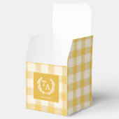 Geel Gingham Monogram Crest Bedankdoosjes (Geopend)