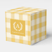 Geel Gingham Monogram Crest Bedankdoosjes (Voorkant Zijde)