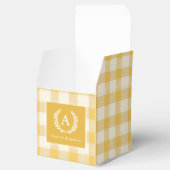 Geel Gingham Monogram Crest Bedankdoosjes (Geopend)