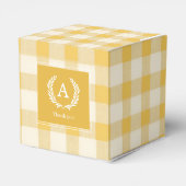 Geel Gingham Monogram Crest Bedankdoosjes (Achterkant)