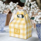 Geel Gingham Monogram Crest Bedankdoosjes