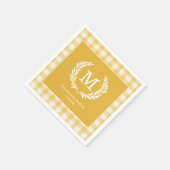 Geel Gingham Monogram Crest Custom Servet (Hoek)