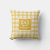 Geel Gingham Monogram Wapenembleem Kussen (Voorkant)