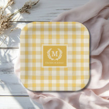 Geel Gingham Monogram Wapenschild Aangepast