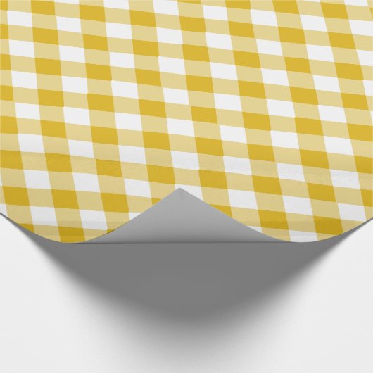 Geel gingham-pakpapier cadeaupapier (Hoek)