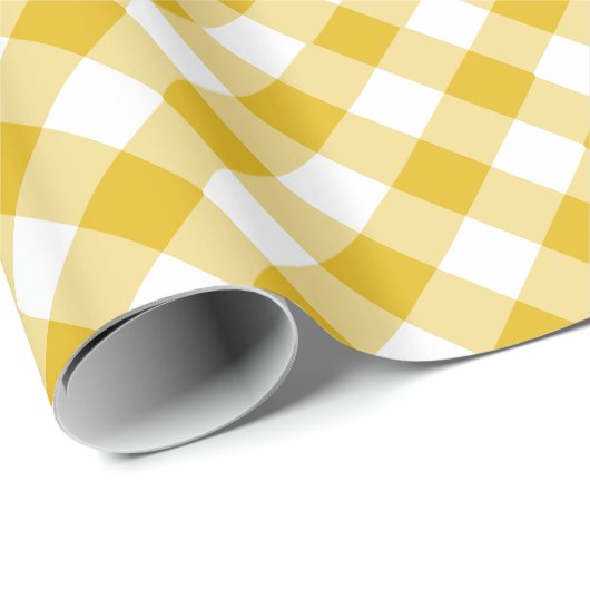 Geel gingham-pakpapier cadeaupapier (Rol Hoek)