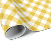 Geel gingham-pakpapier cadeaupapier (Rol Hoek)
