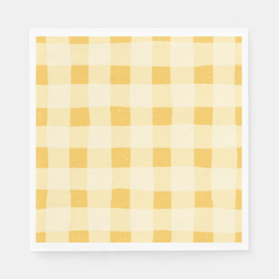 Geel Gingham Papier servetten