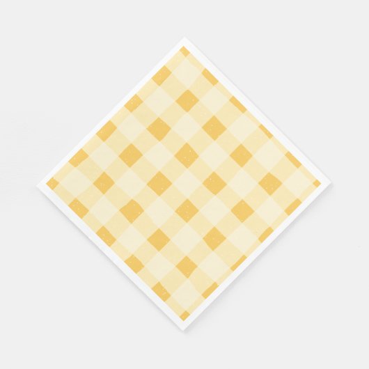 Geel Gingham Papier servetten (Hoek)
