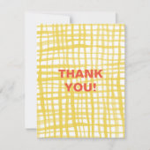 Geel gingham patroon Dank je wel Feestdagenkaart (Voorkant)