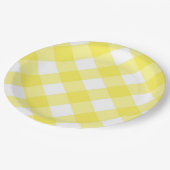 Geel Gingham Patroon Papieren Bordje (Gekanteld)