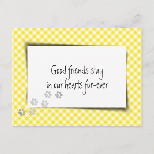 Geel Gingham Pet verlies van veearts Briefkaart (Voorkant)