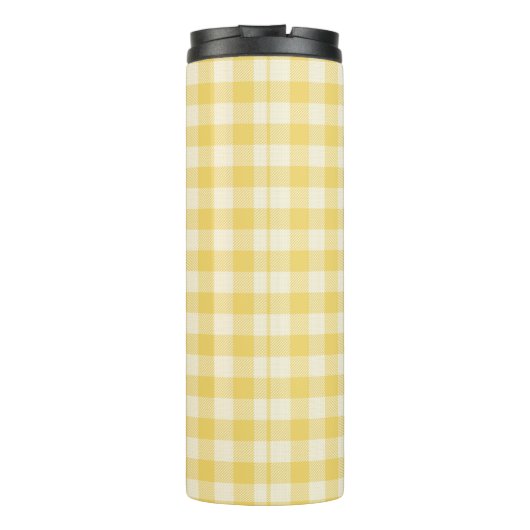 Geel Gingham Pset Monogram Thermal Tumbler Thermosbeker (Achterkant)