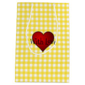 Geel Gingham Rood hart Met Liefde Medium Cadeauzakje (Achterkant)