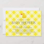 Geel Gingham Rubber Duckie Baby shower Kaart (Voorkant)