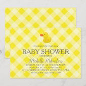 Geel Gingham Rubber Duckie Baby shower Kaart (Voorkant / Achterkant)