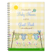 Geel Gingham Schattig Baby shower Guest Book | Notitieboek (Voorkant)