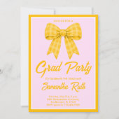 Geel Gingham Strik Diploma Feest Kaart (Voorkant)