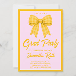 Geel Gingham Strik Diploma Feest Kaart
