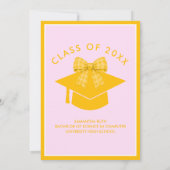 Geel Gingham Strik Diploma Feest Kaart (Achterkant)