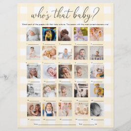 Geel Gingham Wie is die Baby 25 Fotospel Flyer