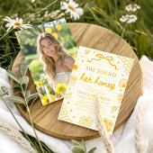 Geel Gingham Ze Heeft Haar Honing Bruiloft Feest Kaart