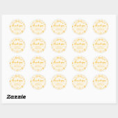 Geel Gingham Ze Heeft Haar Honing Bruiloft Feest Ronde Sticker (Vel)