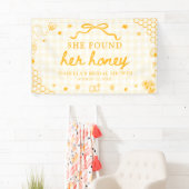 Geel Gingham Ze Heeft Haar Honing Bruiloftsfeest Spandoek (Insitu)