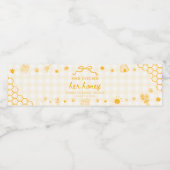 Geel Gingham Ze Heeft Haar Honing Bruiloftsfeest Waterfles Etiket (Enkel label)