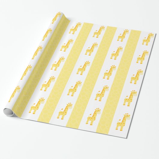 Geel Giraffe afdrukpapier Cadeaupapier (Uitgerold)