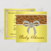 Geel Giraffe Diamanten Boog Baby Shower Uitnodigin Kaart (Voorkant / Achterkant)