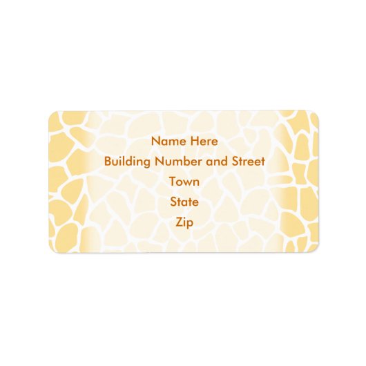 Geel Giraffe Patroon Dierenprint Ontwerp. Etiket (Voorkant)