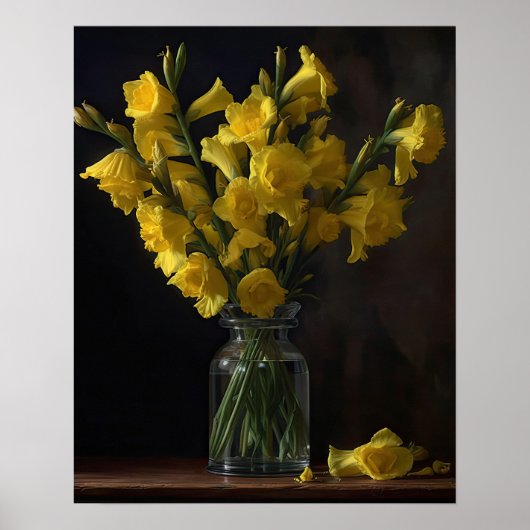 Geel Gladiolus Flowers Art Print Poster (Voorkant)