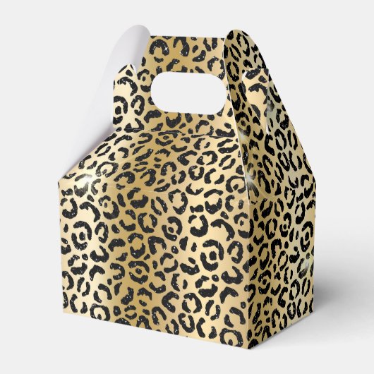 Geel Glam Goud Zwart Glitter Luipaard Bedankdoosjes (Voorkant Zijde)