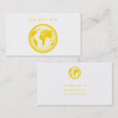 Geel Glanzend Wereldbol, Jouw naam hier Visitekaartje (Voorkant / Achterkant)