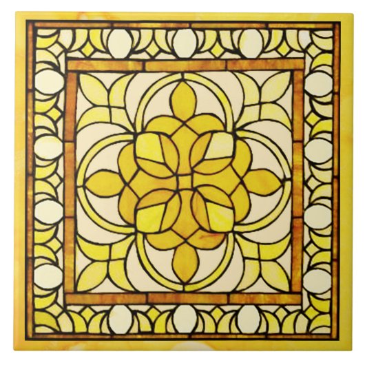 Geel Glas in lood Tegeltje (Voorkant)