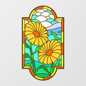 Geel Glas in lood voor blauwe hemelvoet Raamsticker (Vel)