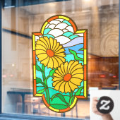 Geel Glas in lood voor blauwe hemelvoet Raamsticker (Cafe Raam)