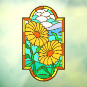 Geel Glas in lood voor blauwe hemelvoet Raamsticker (Vel 3)