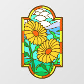 Geel Glas in lood voor blauwe hemelvoet Raamsticker (Vel)