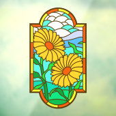 Geel Glas in lood voor blauwe hemelvoet Raamsticker (Vel 3)