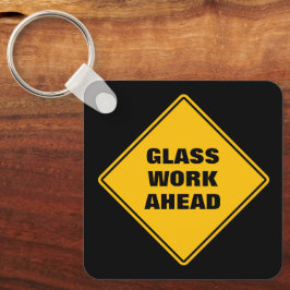Geel glas werkt vooruit sleutelhanger